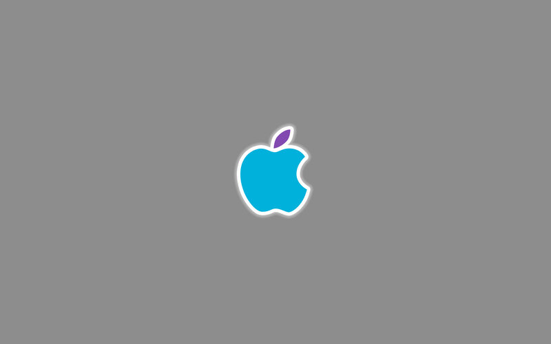 blue apple logo on gray
