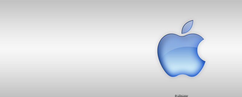 Blue Apple logo on gray background