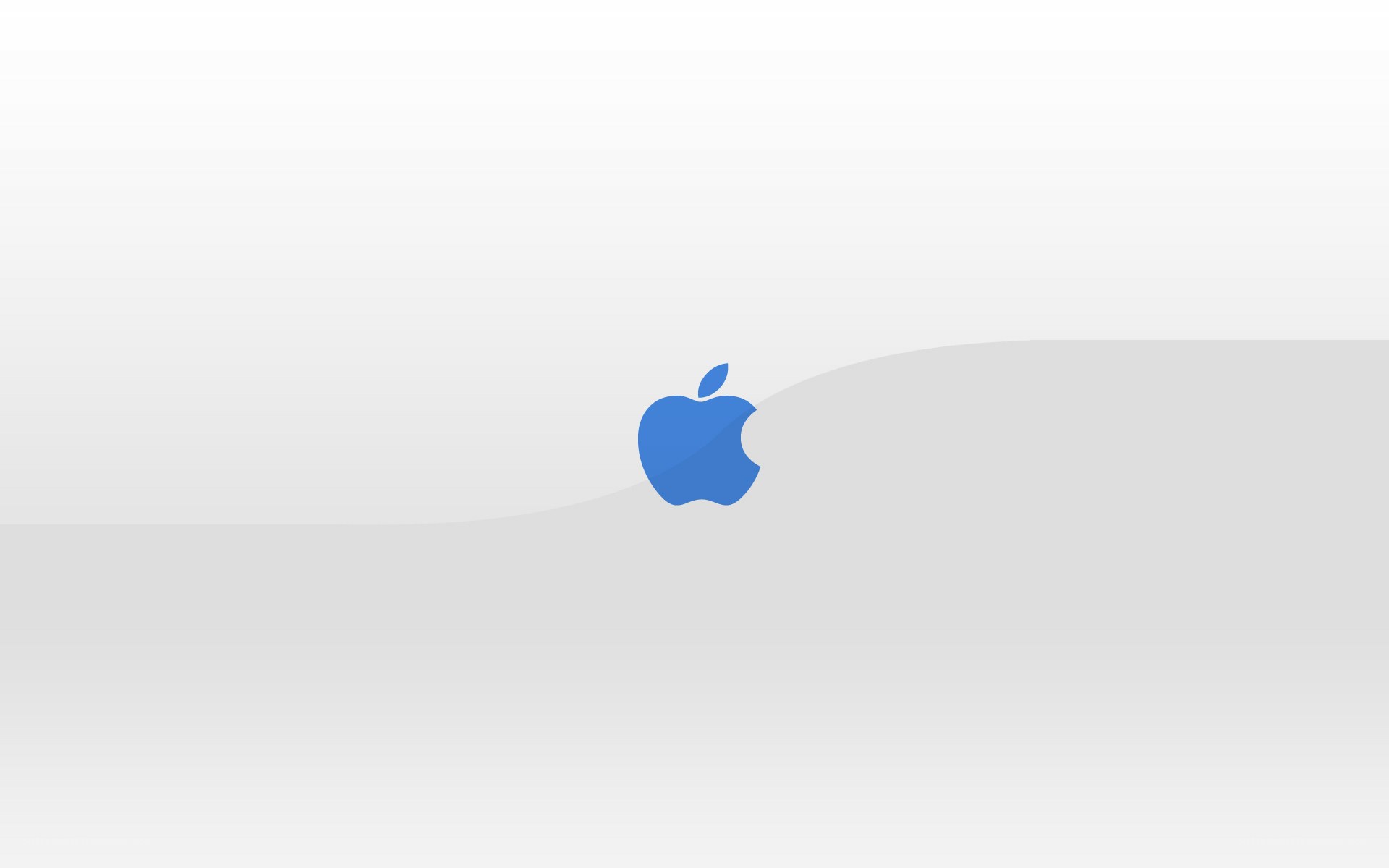 blue apple logo on gray background