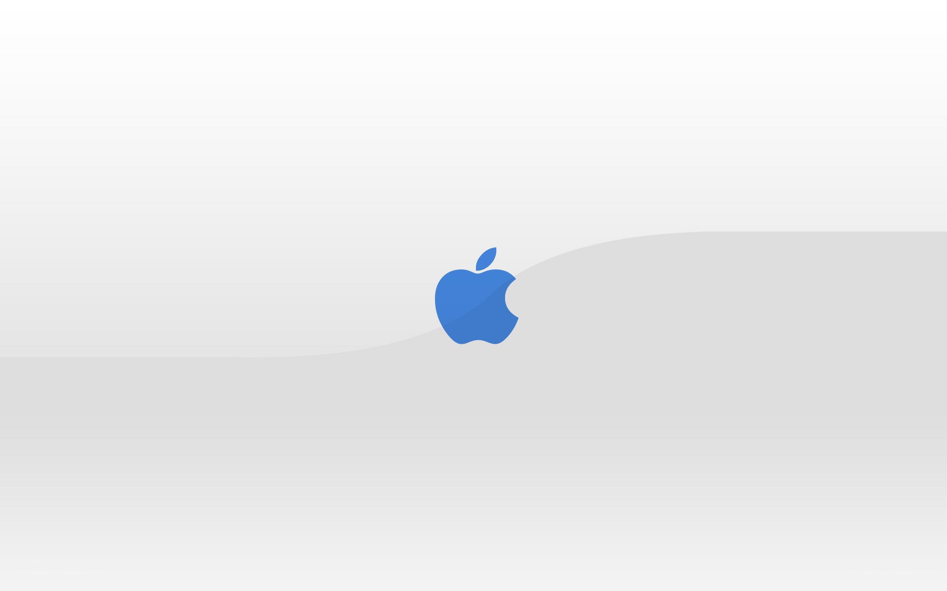 Blue Apple logo on gray background