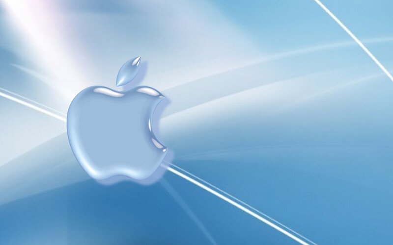 Blue Apple Logo — Serene, Digital Art, Leaf