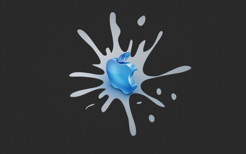 Blue Apple Logo Splash — Modern, Digital Art, Background