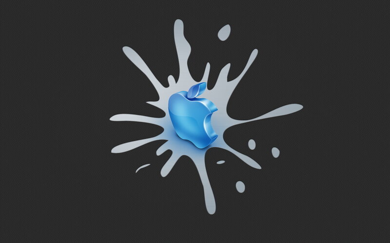 Blue Apple Logo Splash — Modern, Digital Art, Gray