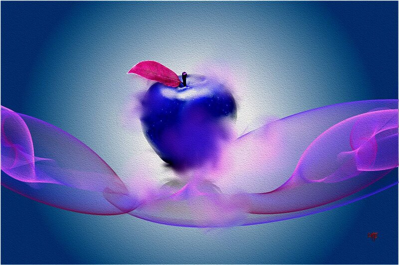 Blue Apple with Leaf