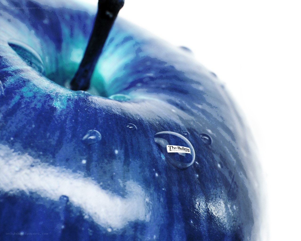 blue apple with water droplet