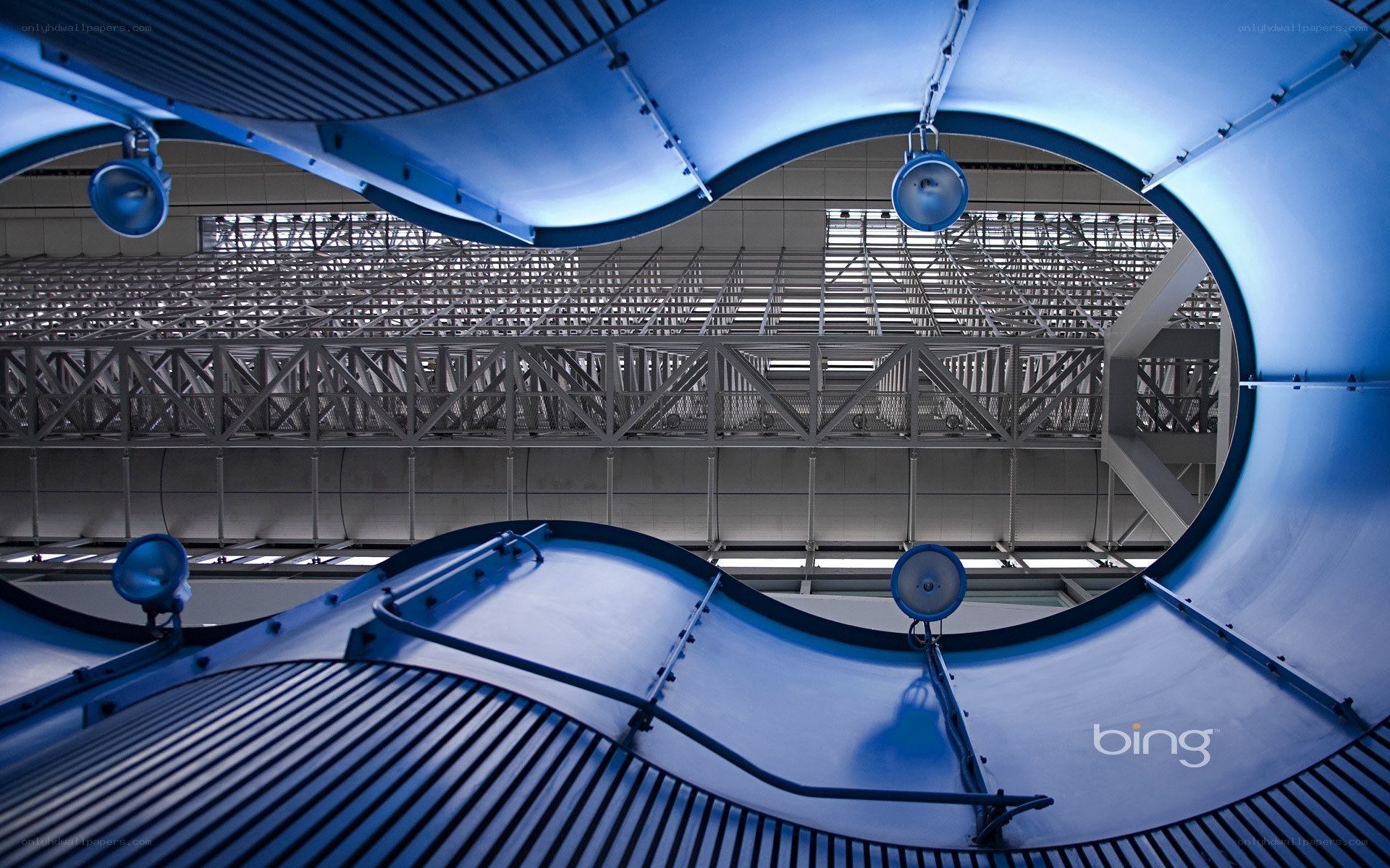Blue architectural curves