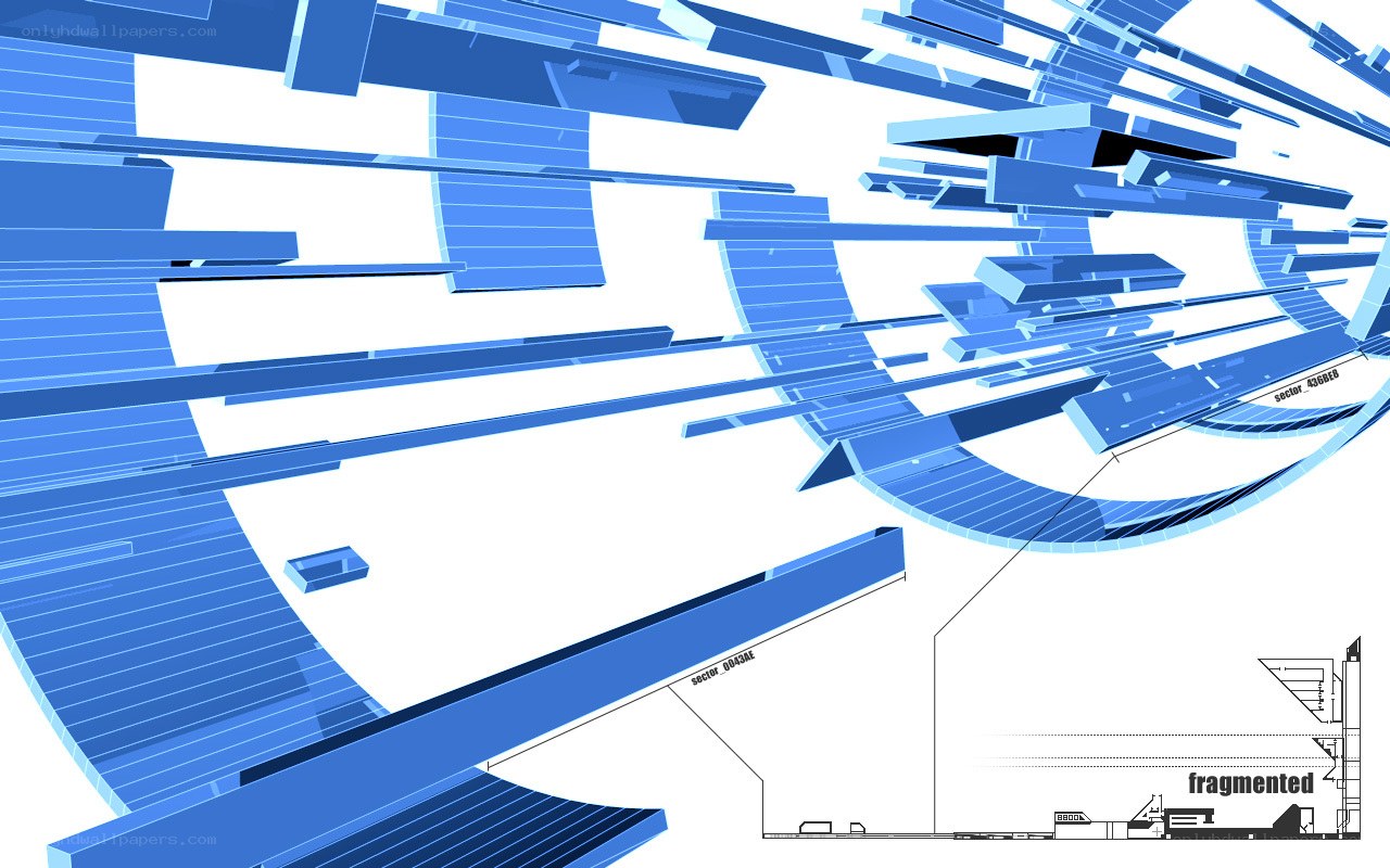 blue architectural fragments