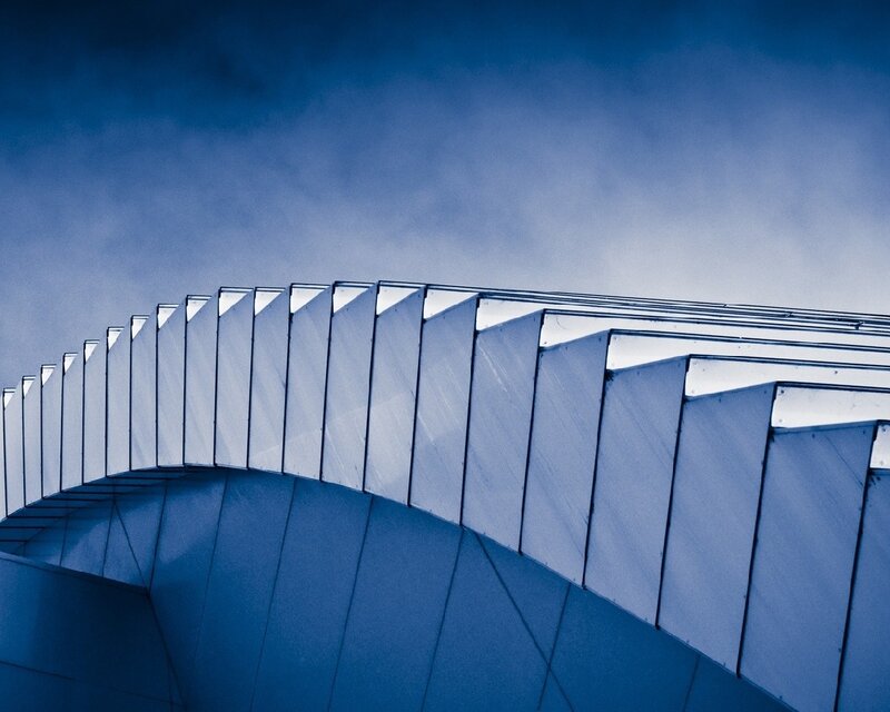 blue architectural structure