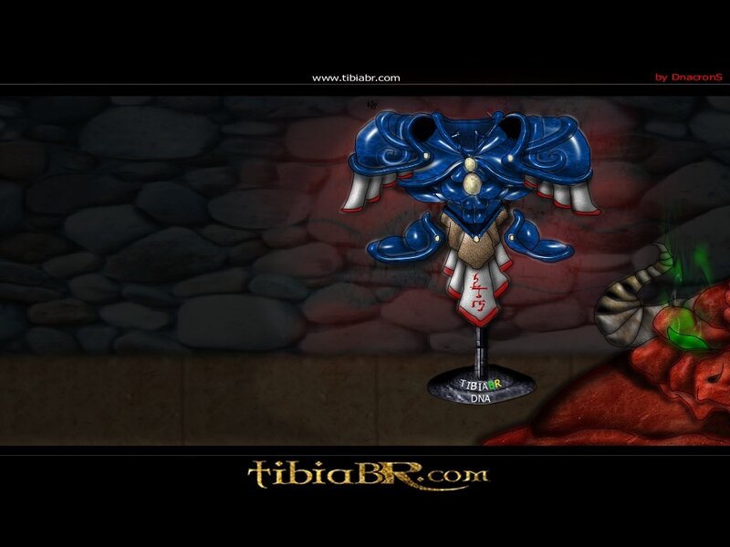 Blue armor model on display