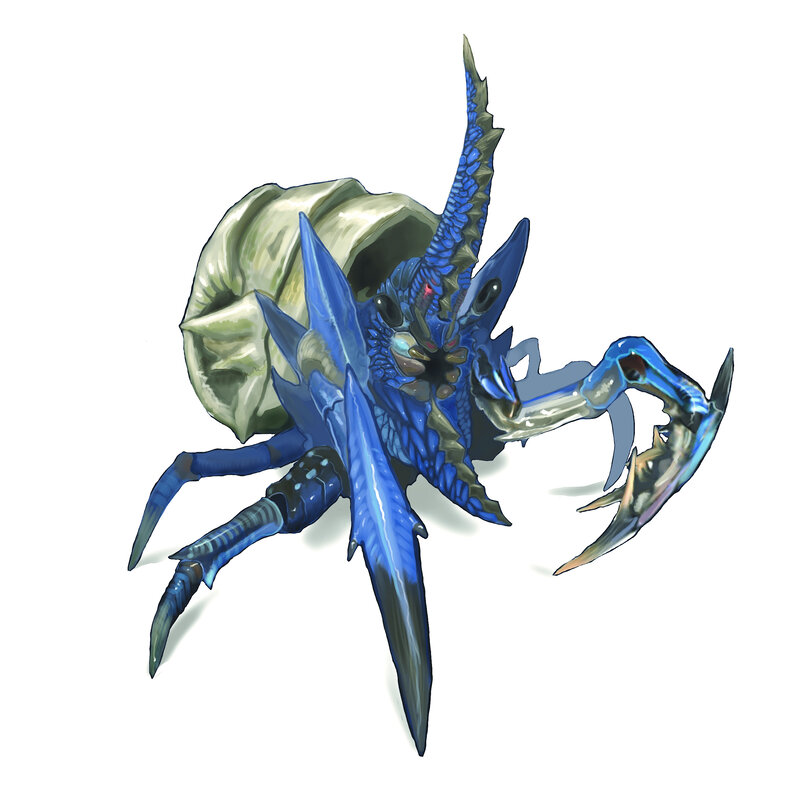 blue armored crab creature