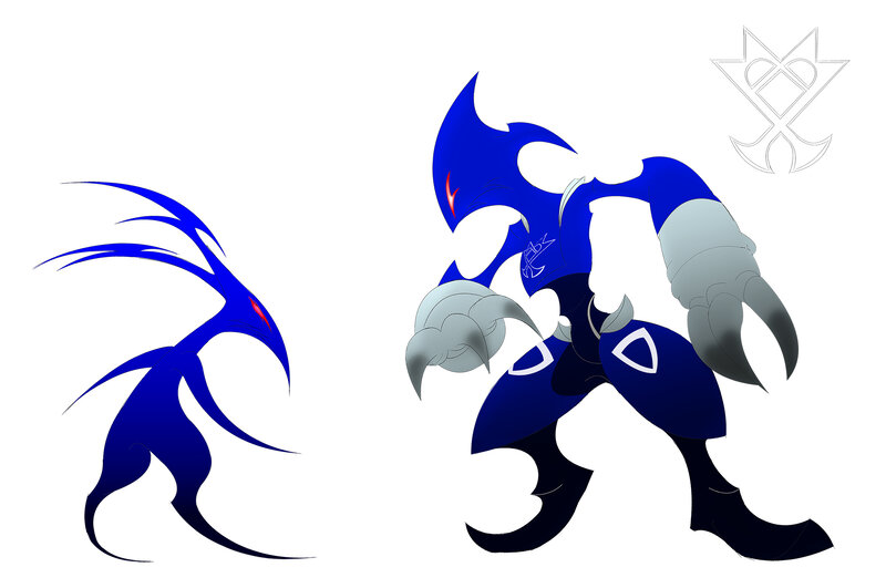 blue armored creature design
