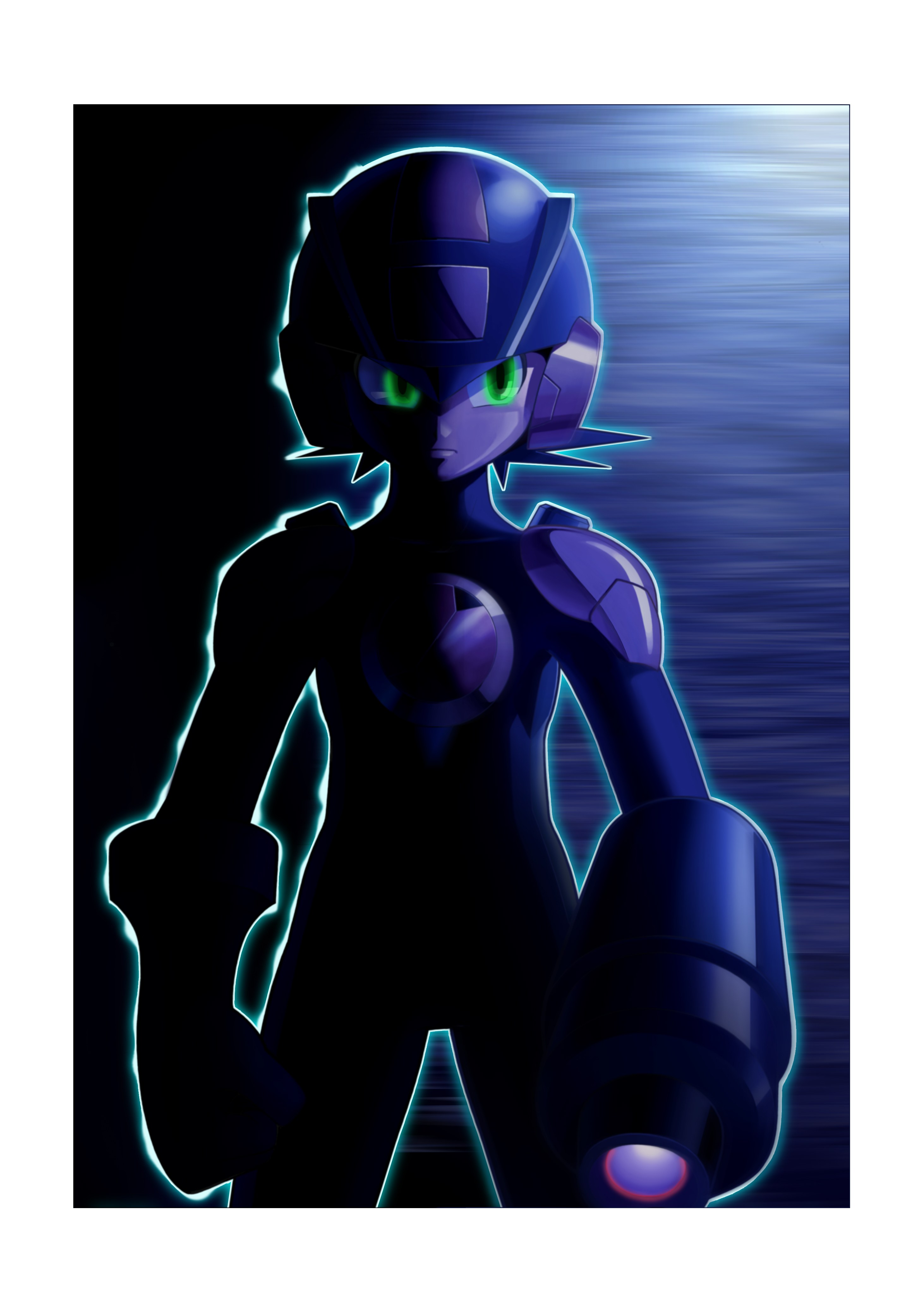 Blue armored robot character