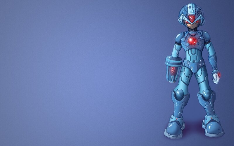 Blue Armored Robot — Neutral, Digital Art