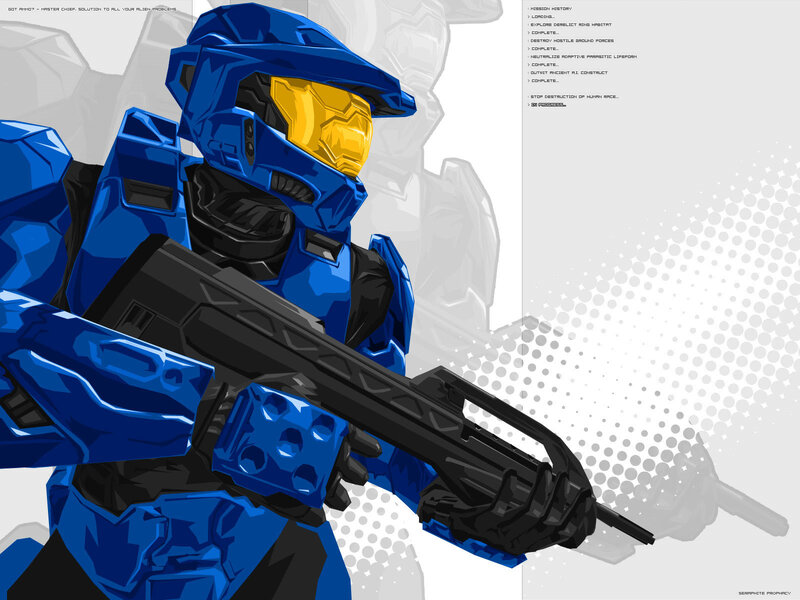 Blue-armored Soldier — Blue, Dramatic, Digital Art, Gun, Helmet, Mission History