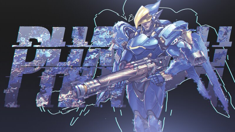 Blue-armored Soldier — Blue, Dramatic, Digital Art, Gun, Helmet