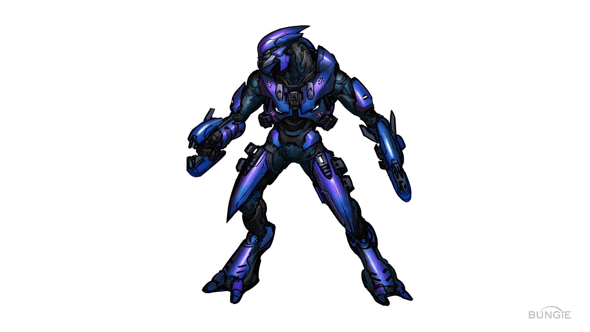 blue armored soldier concept art