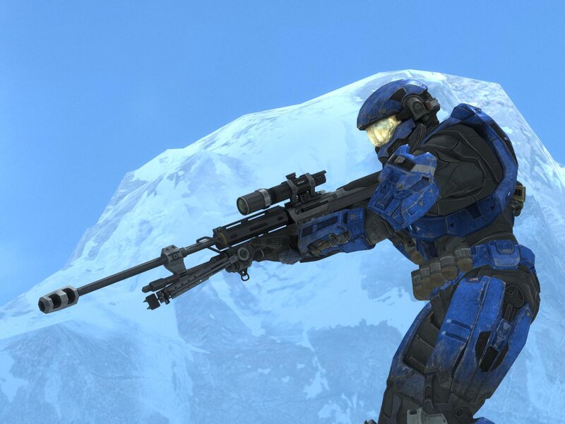 blue armored soldier with rifle