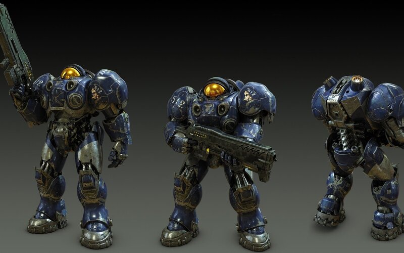 blue armored soldiers in combat