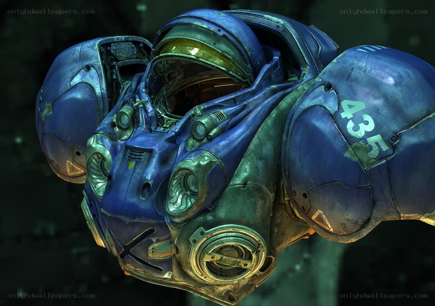 blue armored suit
