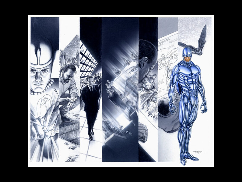 Blue Armored Superhero — Dramatic