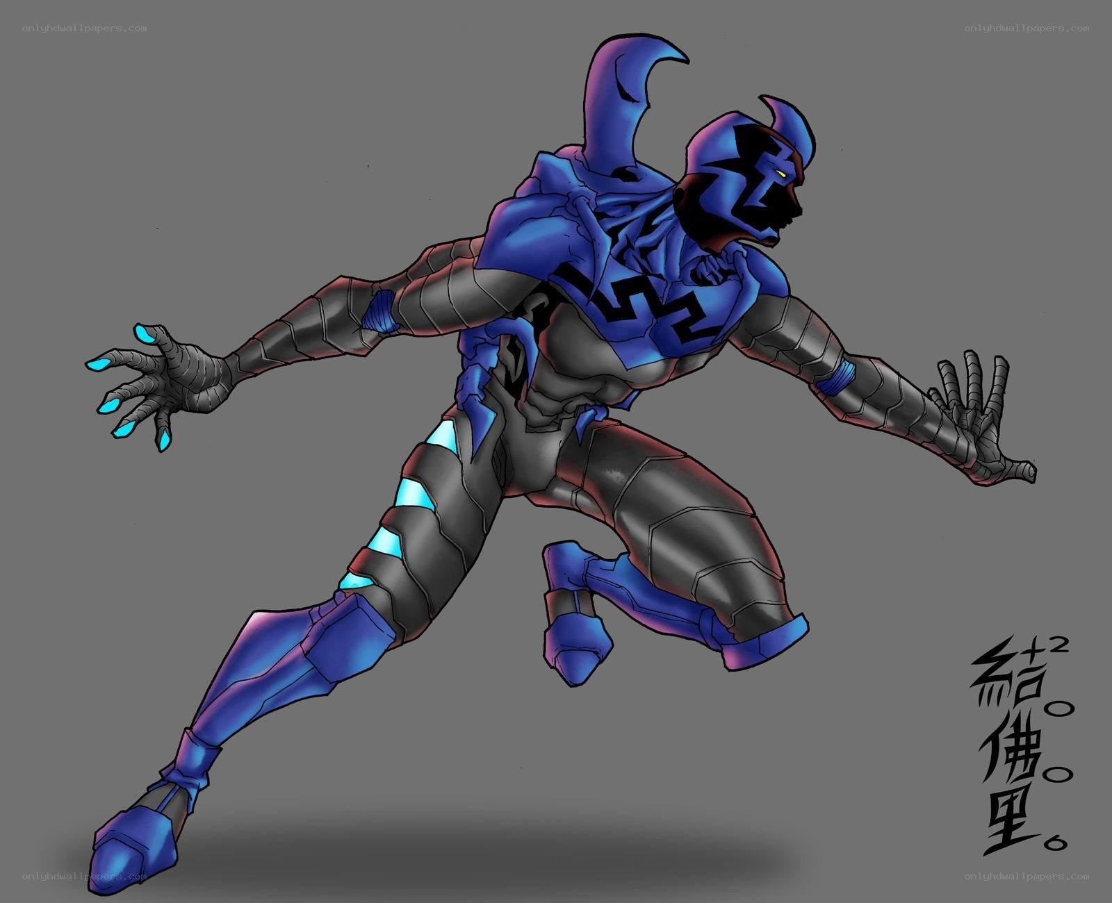 blue armored warrior character
