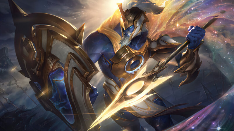 Blue Armored Warrior — Dramatic, Digital Art, Shield