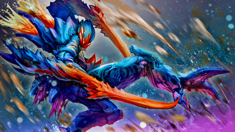 Blue Armored Warrior — Dramatic, Digital Art