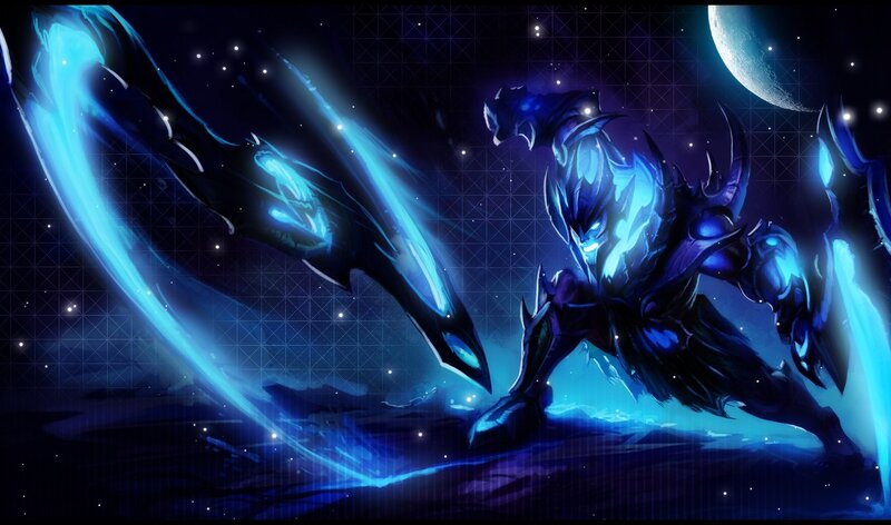 Blue Armored Warrior — Dramatic, Night, Digital Art, Moon