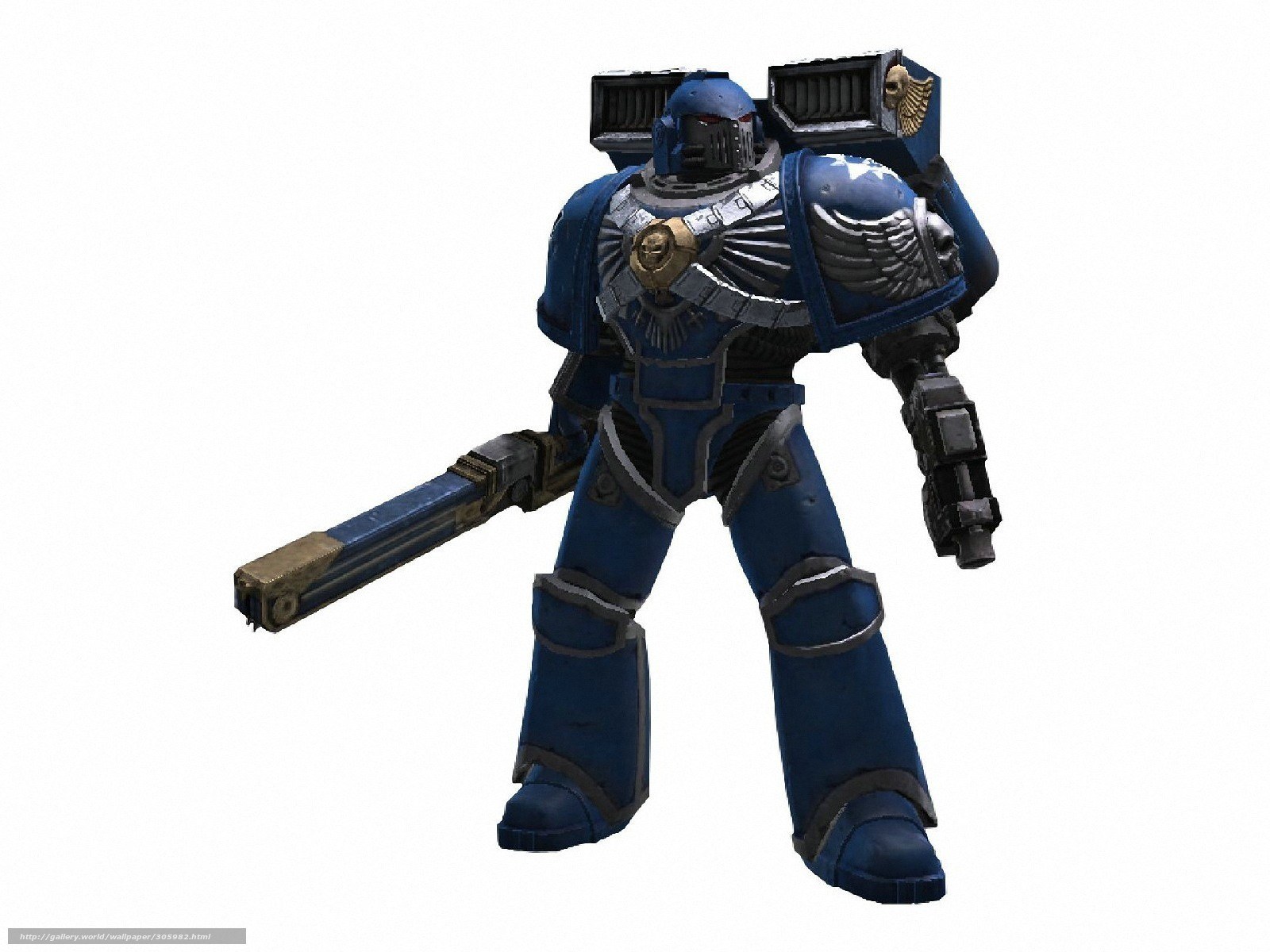 blue armored warrior