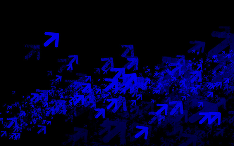 blue arrows on black background