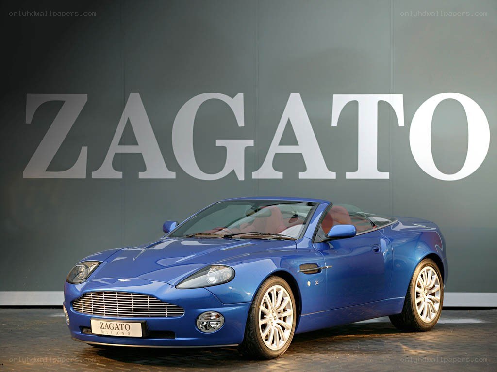 Blue Aston Martin convertible