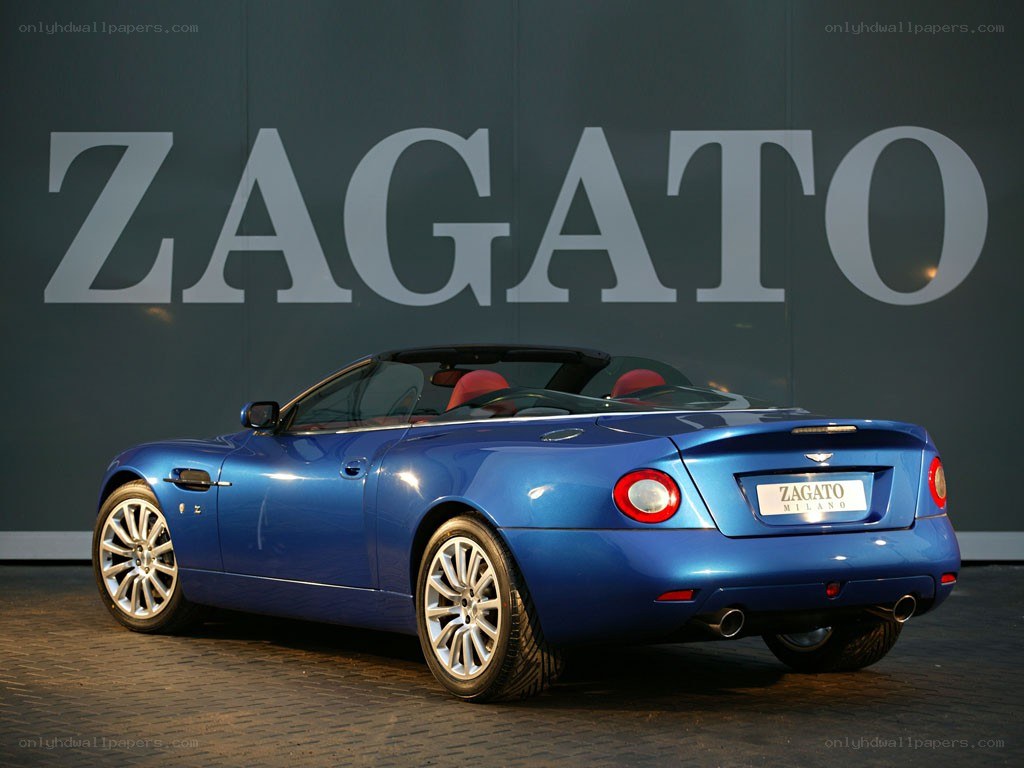 Blue Aston Martin convertible