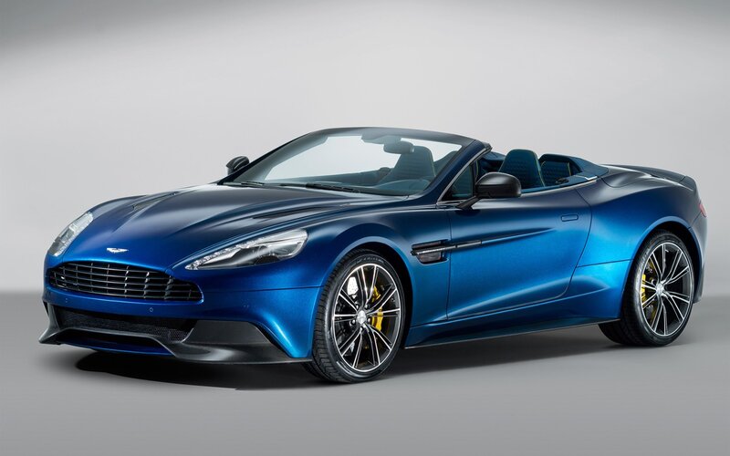blue aston martin convertible
