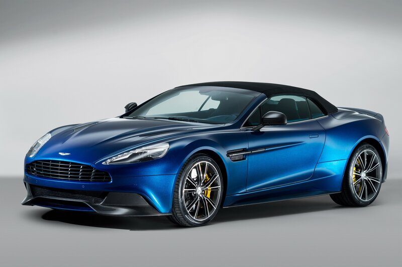Blue Aston Martin convertible