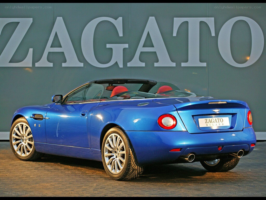 Blue Aston Martin convertible