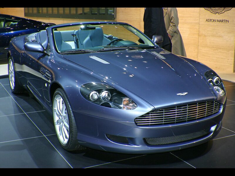 Blue Aston Martin convertible
