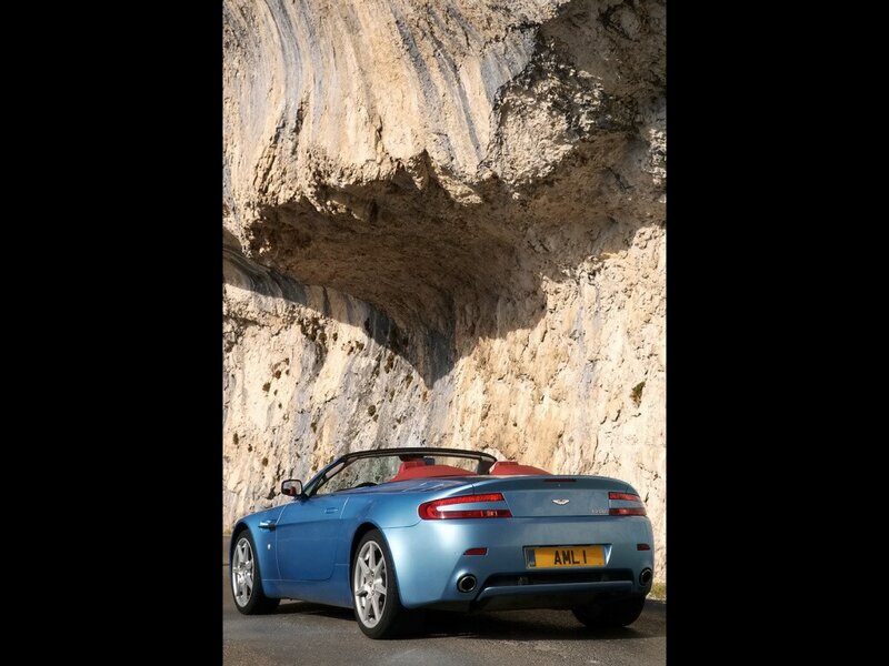 Blue Aston Martin convertible