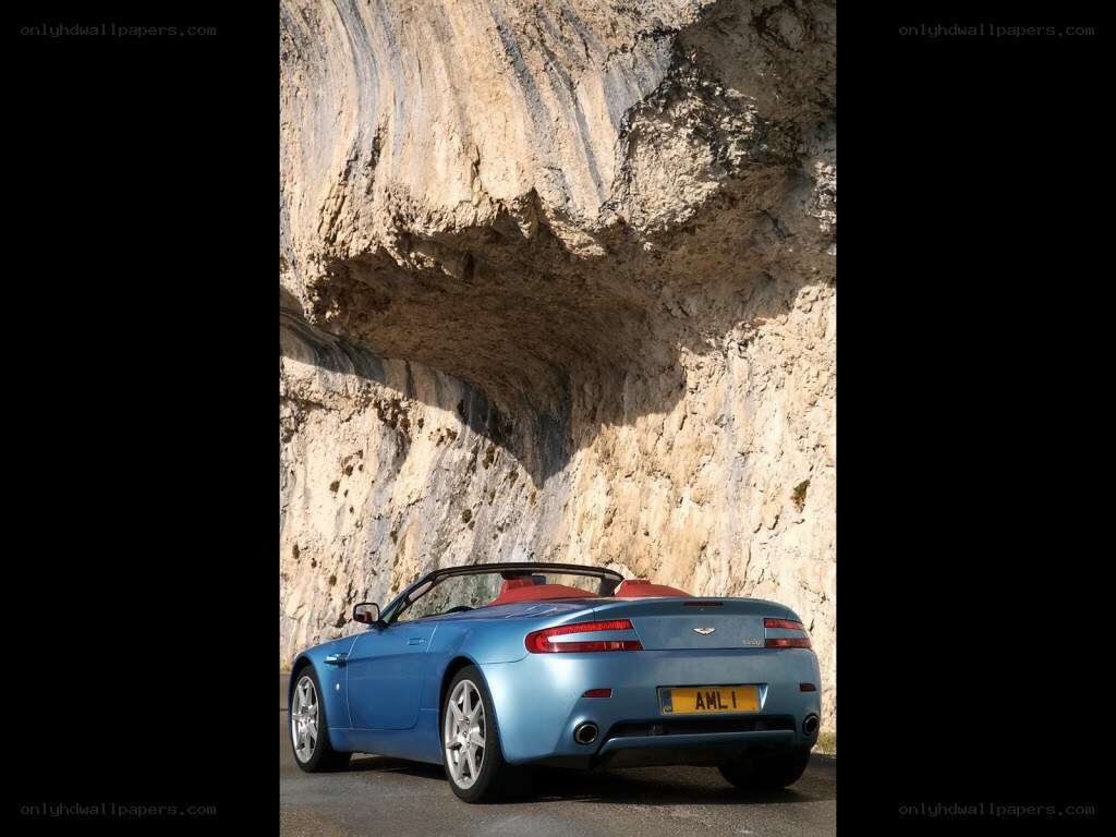Blue Aston Martin convertible