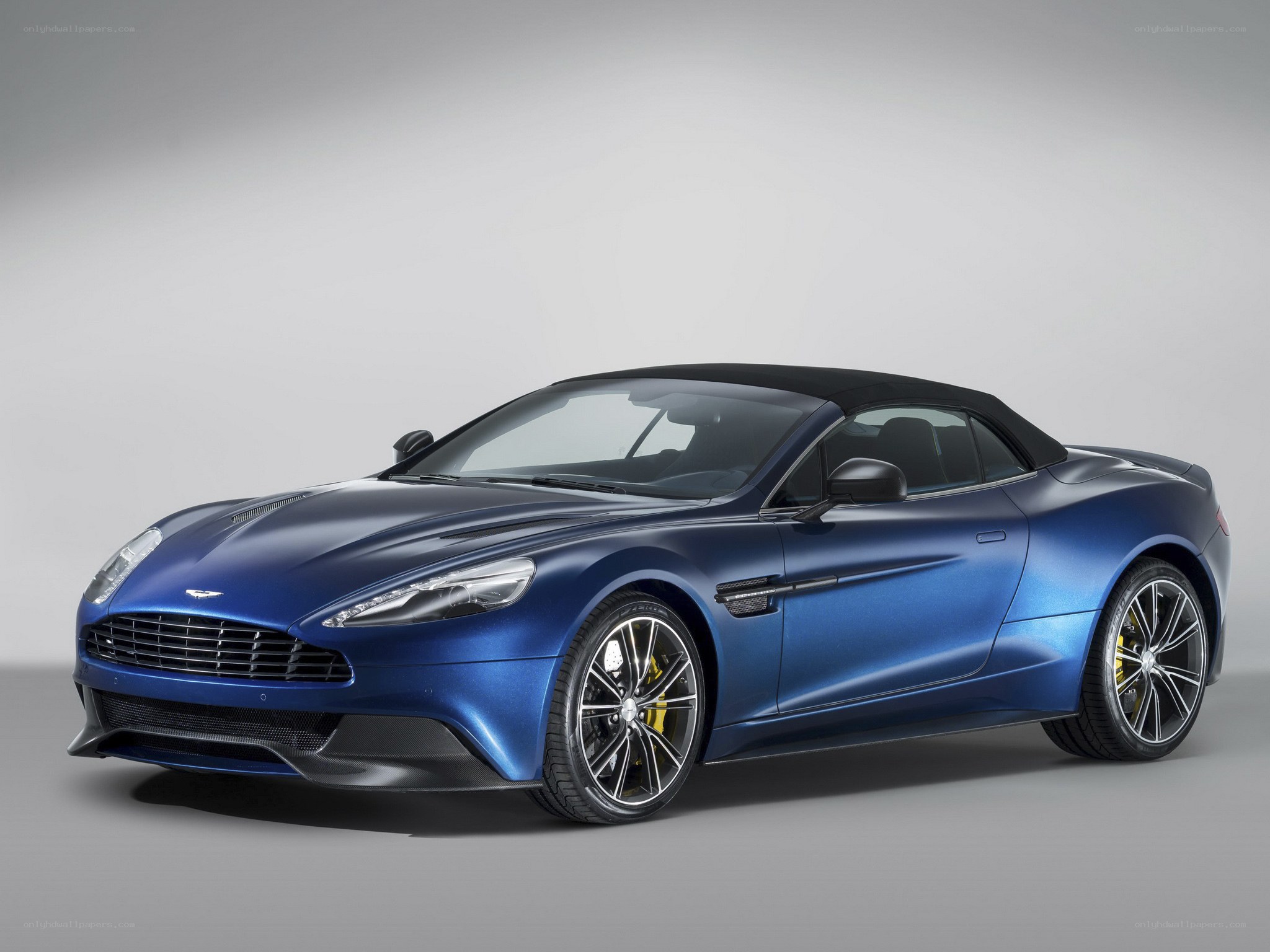Blue Aston Martin convertible