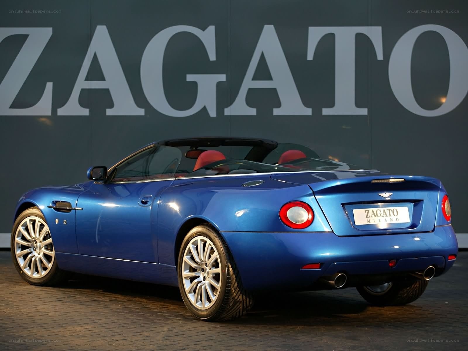 Blue Aston Martin convertible