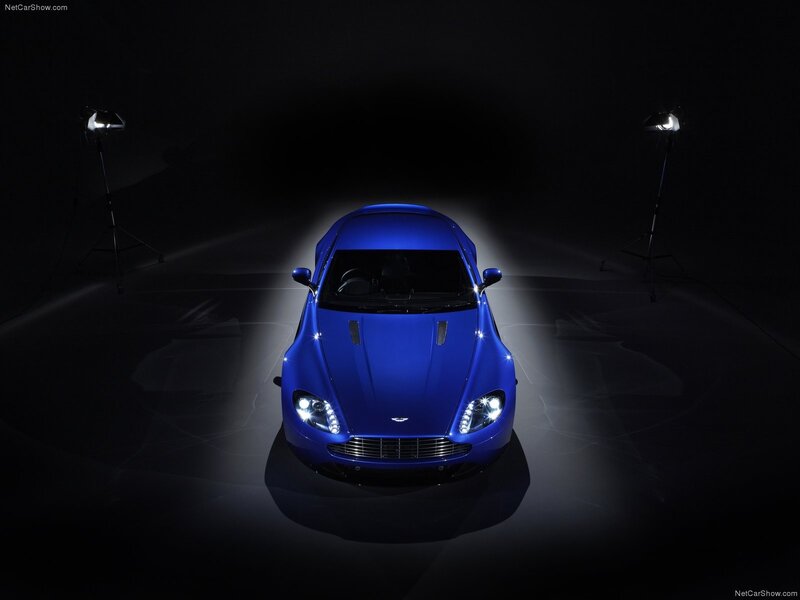Blue Aston Martin in studio