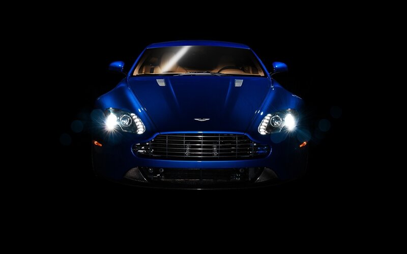 Blue Aston Martin sports car
