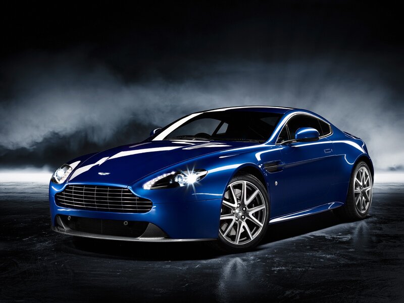 Blue Aston Martin sports car