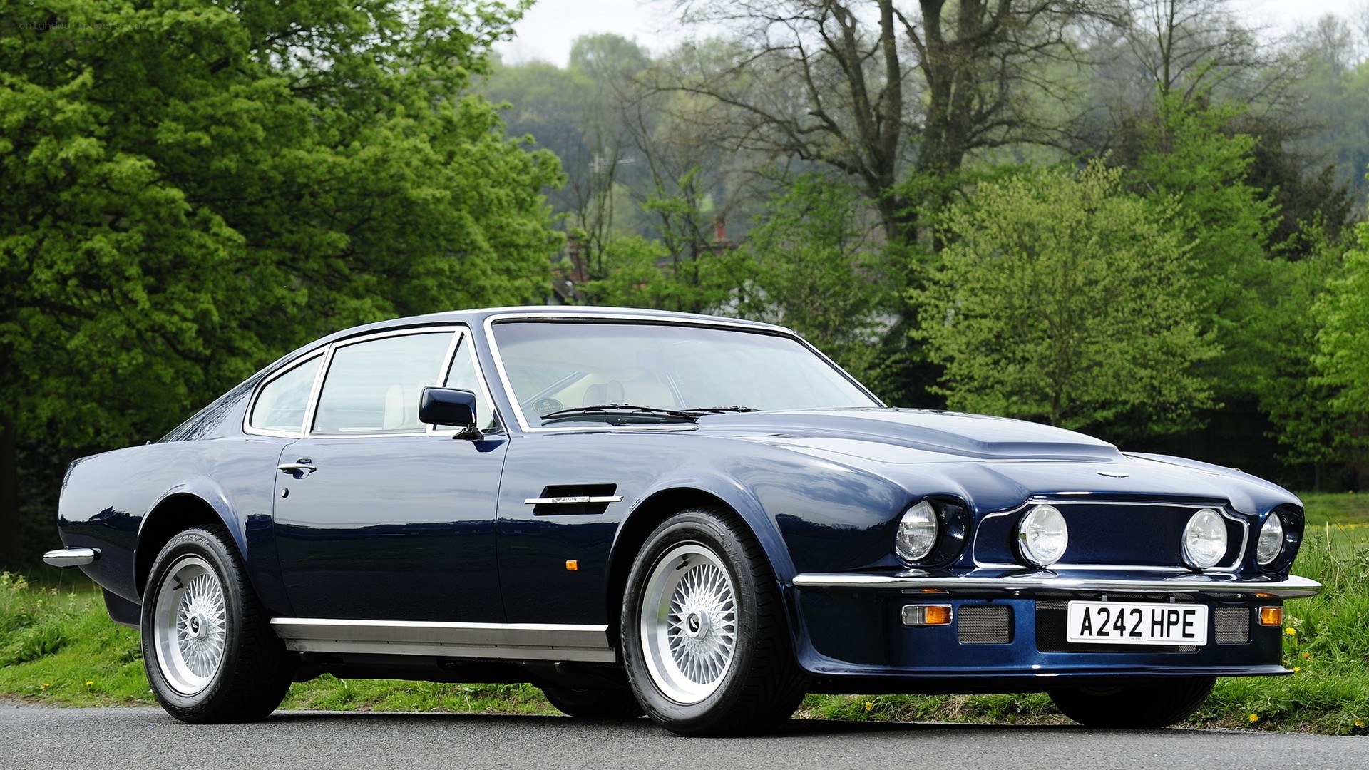 Blue Aston Martin V8