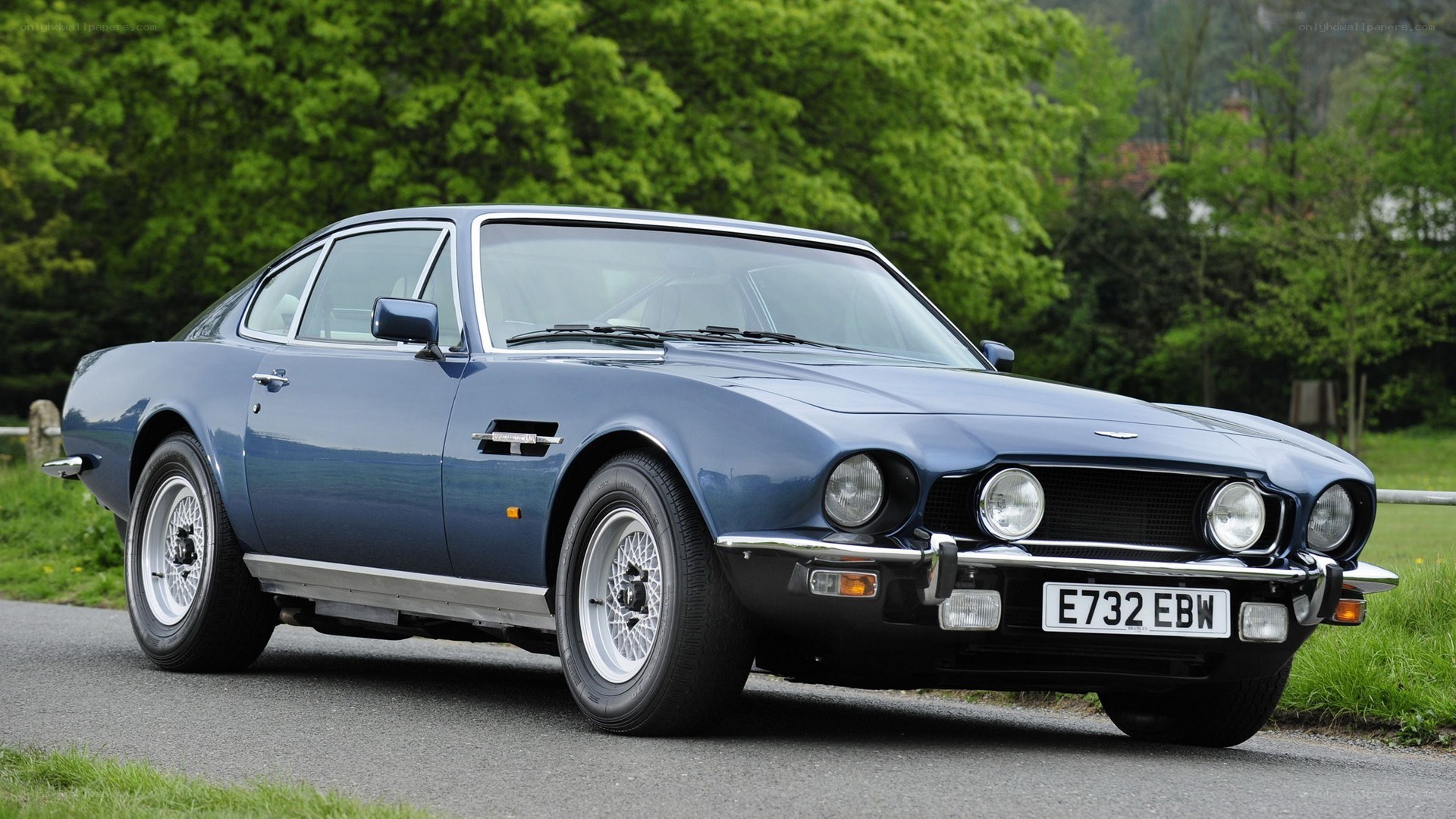 blue aston martin v8