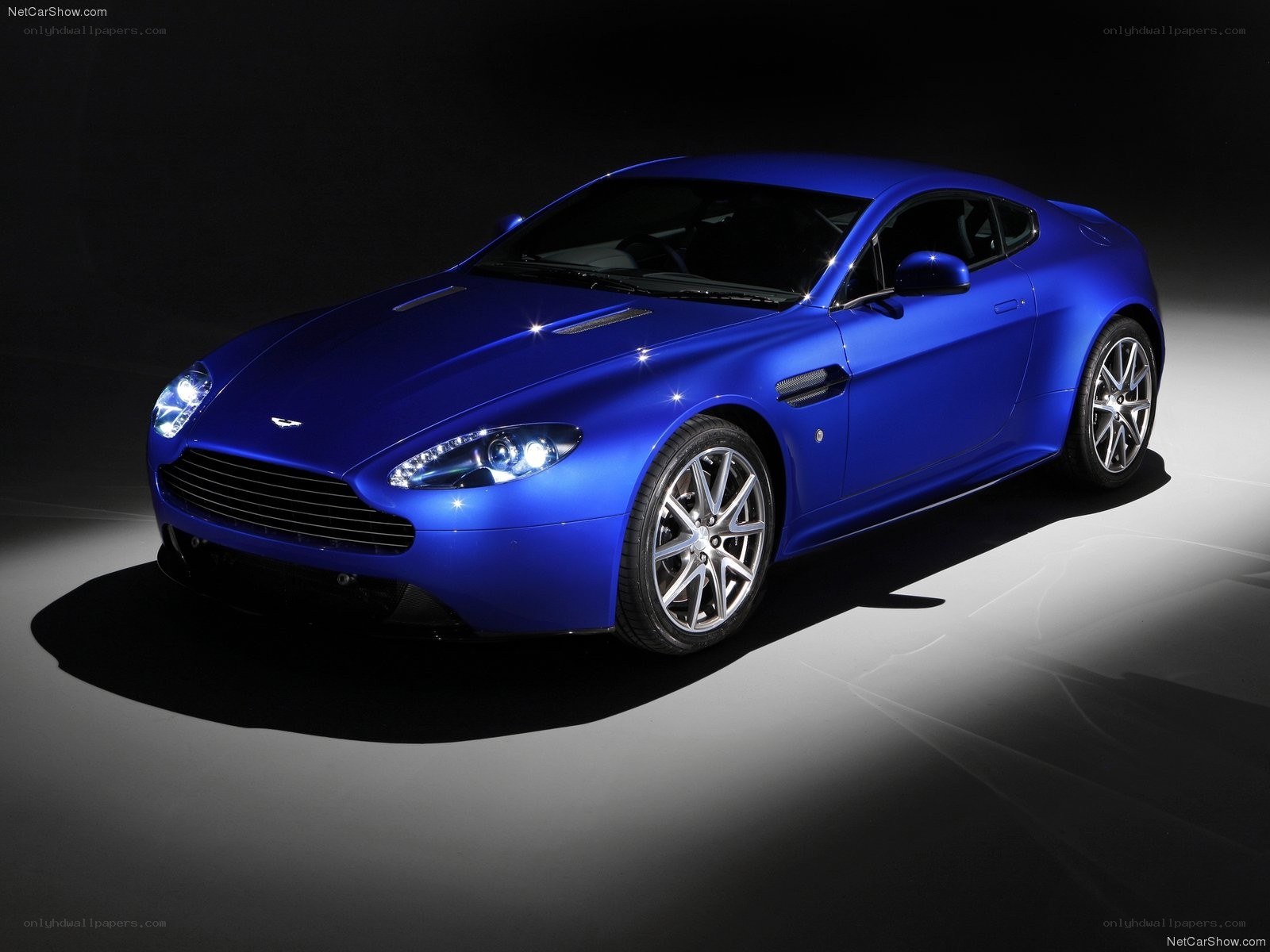 Blue Aston Martin V8 Coupe