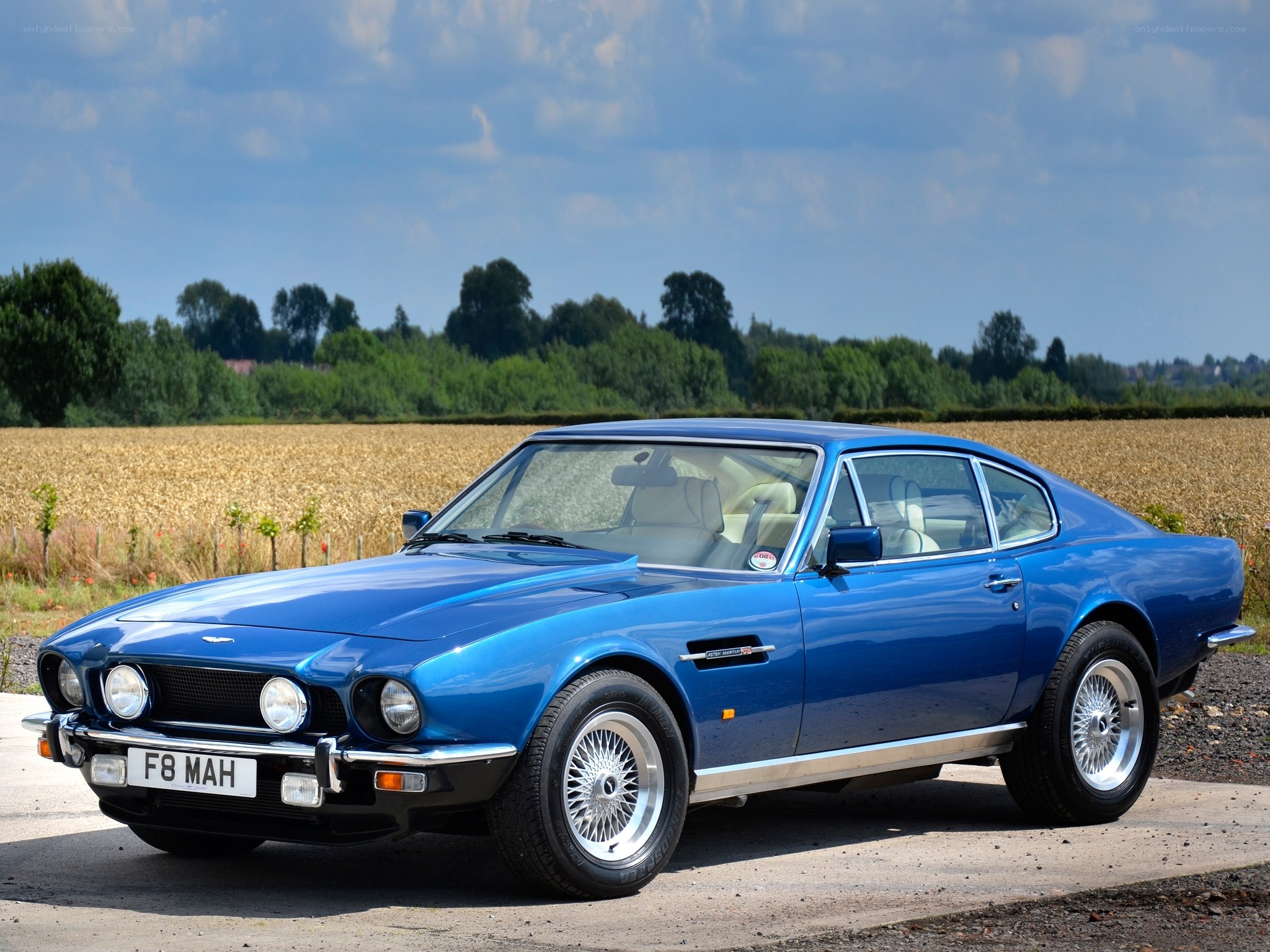 Blue Aston Martin V8