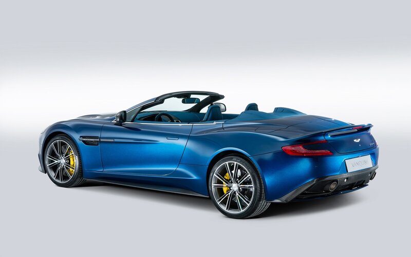 Blue Aston Martin Vanquish Volante