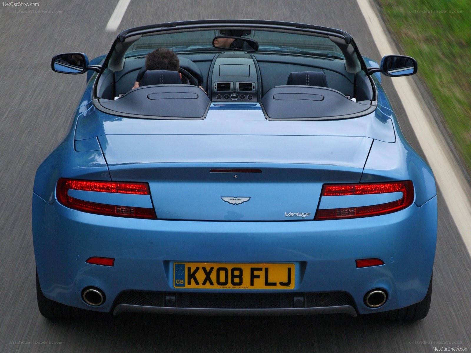 blue aston martin vantage convertible