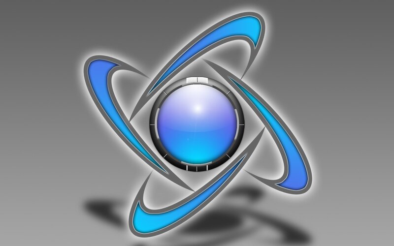 blue atomic symbol logo